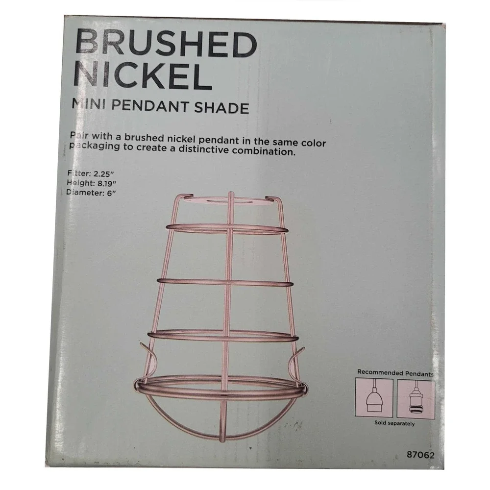 Brushed Nickel Pendant Cage Shade- 2.25